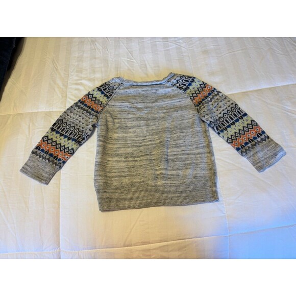 Genuine Kids Oshkosh Toddler 2T Raglan Cotton Sweater Heather Gray Geometric - Picture 4 of 5